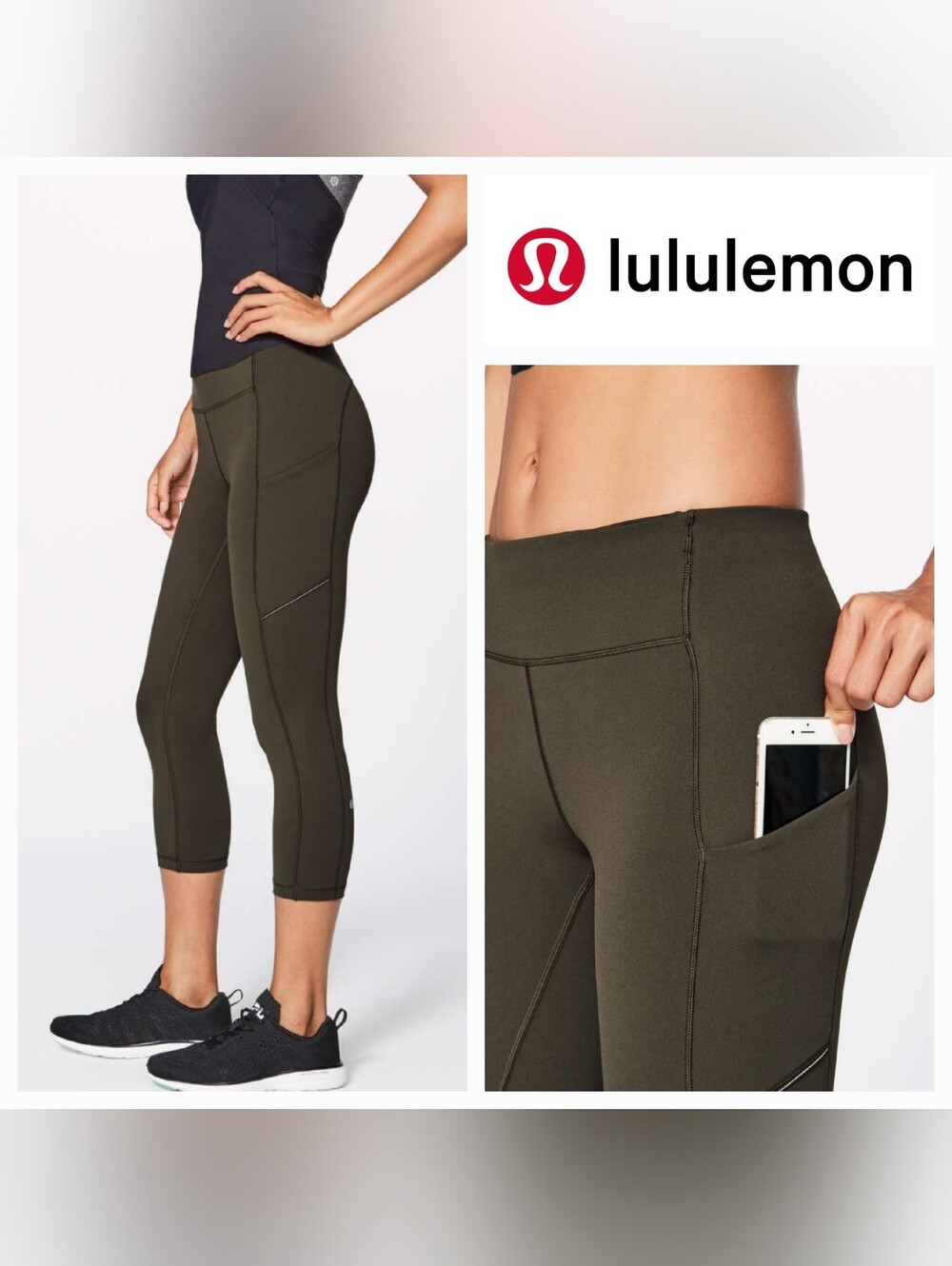 Lululemon Speed Up Crop 21" Pocket Leggings Dark Olive Sz 4